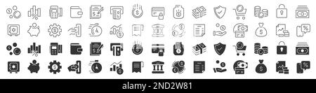 Finance and banking line excellent icons collection in two different styles. Thin outline icons pack. Vector illustration eps10 Stock Vector