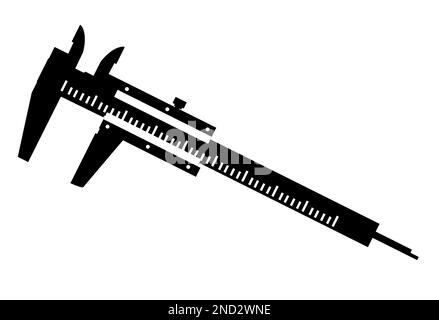 Calipers Measure icon on white background. Linear tool symbol. Vernier calipers silhouette. Measuring tool and equipment sign. flat style. Stock Photo