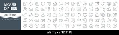 Message and chat line icons collection. Big UI icon set in a flat design. Thin outline icons pack. Vector illustration EPS10 Stock Vector