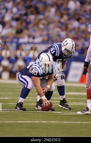 Oakland, California, USA. 26th Dec, 2010. Indianapolis Colts center Jeff  Saturday #63 check on guard Kyle DeVan #66 after penalty on Sunday, December  26, 2010, at Oakland-Alameda County Coliseum in Oakland, California.