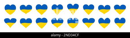 Ukraine flag emblem in hearts icon. Heart icon collection. Vector Illustration Stock Vector