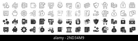 Finance and banking line excellent icons collection in two different styles. Thin outline icons pack. Vector illustration eps10 Stock Vector