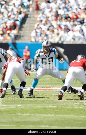 Carolina Panthers' Jordan Gross (69) is shown during the team's NFL  football training camp in Spartanburg, S.C., Thursday, Aug. 6, 2009. (AP  Photo/Chuck Burton Stock Photo - Alamy