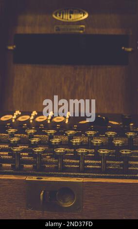 A closeup of a rare German World War II 'Enigma' machine keyboard Stock Photo