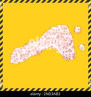 Ko Lipe closed - virus danger sign. Lock down island icon. Black striped border around map with virus spread concept. Vector illustration. Stock Vector