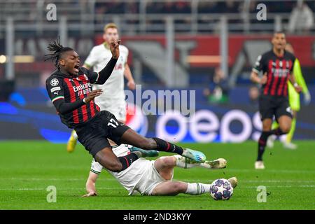 Milano, Italy. 14th Feb, 2023. Rafael Leao (17) of AC Milan seen during the  UEFA Champions League match between AC Milan and Tottenham Hotspur at San  Siro in Milano. (Photo Credit: Gonzales