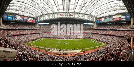 General overall view of Reliant Stadium (NRG Stadium) with the retractable  roof open during an NFL football game between the Tennessee Titans and the Houston  Texans, Sunday, Dec. 21, 2003, in Houston.