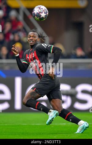 Milano, Italy. 14th Feb, 2023. Rafael Leao (17) of AC Milan seen during the  UEFA Champions League match between AC Milan and Tottenham Hotspur at San  Siro in Milano. (Photo Credit: Gonzales