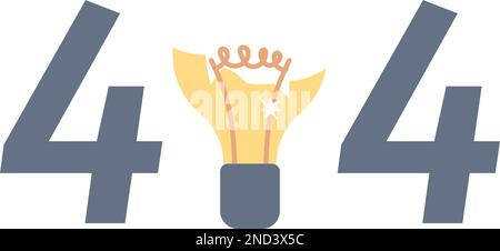 Broken lightbulb 404 page not found illustration Stock Vector