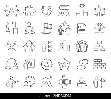 Leadership outline icons collection. Lead, Manager, Direct, Guide ...