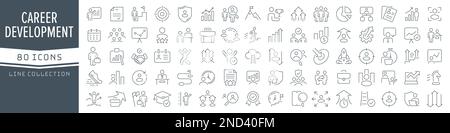 Career and development line icons collection. Big UI icon set in a flat design. Thin outline icons pack. Vector illustration EPS10 Stock Vector