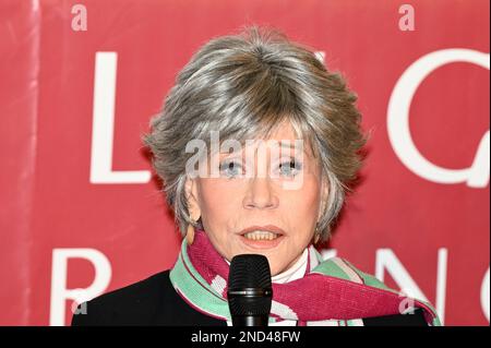 Vienna, Austria. 15th February 2023. Press conference with opera ball star guest 2023 Jane Fonda in the Lugner Cinema in Vienna Stock Photo