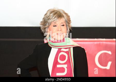 Vienna, Austria. 15th February 2023. Press conference with opera ball star guest 2023 Jane Fonda in the Lugner Cinema in Vienna Stock Photo