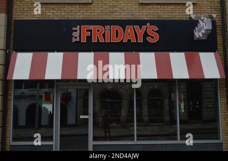 22nd August 2021, Swansea, Wales, United Kingdom. TGI Friday's restaurant on Wind Street. Stock Photo