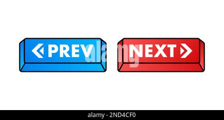 Prev, next label. Next and previous button. Web buttons. Vector stock illustration. Stock Vector