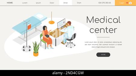 Medical center - modern vector colorful isometric web banner Stock Vector