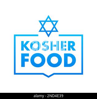 Kosher food product sign label, sticker. Certified kosher sign. Vector stock illustration. Stock Vector