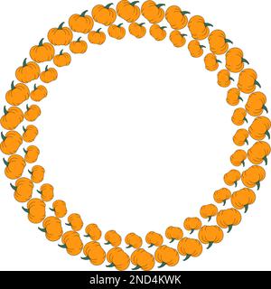 Halloween and thanksgiving frame drawing in two pumpkin rings on transparent background Stock Vector