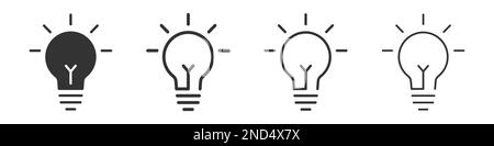 Lightbulb icons collection in two different styles and different stroke. Vector illustration EPS10 Stock Vector