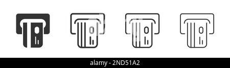 ATM icons collection in two different styles and different stroke. Vector illustration EPS10 Stock Vector