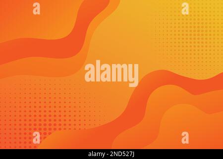 orange liquid color background. dynamic textured geometric elements design with dots decoration. Stock Vector