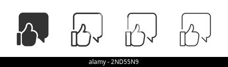 Thumb up speech bubble icons collection in two different styles and different stroke. Vector illustration EPS10 Stock Vector