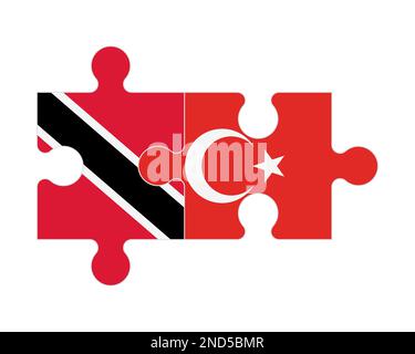 Connected puzzle of flags of Trinidad and Tobago and Turkey, vector Stock Vector