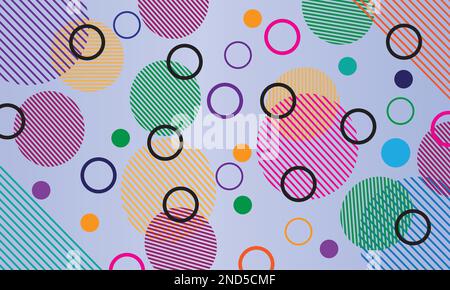 Various round Rings. Donut shapes. Different colors. Colorful abstract Seamless pattern. Background, wallpaper. Hand drawn Vector illustration. Pastel Stock Vector