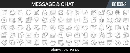 Message and chat line icons collection. Big UI icon set in a flat design. Thin outline icons pack. Vector illustration EPS10 Stock Vector