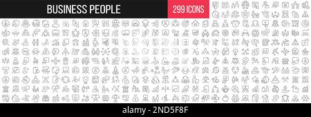 Business people linear icons collection. Big set of 299 thin line icons in black. Vector illustration Stock Vector
