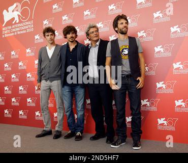 From left actors Michele Riondino Edoardo Natoli director Mario