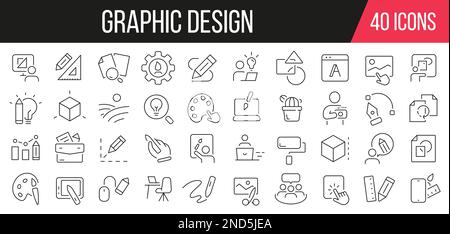 Graphic design line icons collection. Set of simple icons. Vector illustration Stock Vector