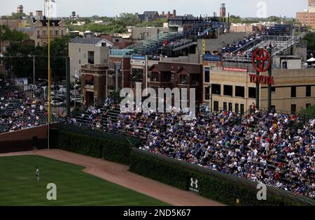 Wrigley Right Field Bleachers and roof top seats across the street Stock  Photo - Alamy