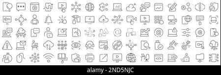 Set of information technology line icons. Collection of black linear icons Stock Vector