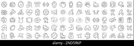 Set of recreation and lifestyle line icons. Collection of black linear icons Stock Vector