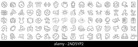 Set of recreation and lifestyle line icons. Collection of black linear icons Stock Vector