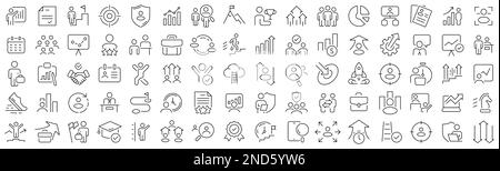 Set of career development line icons. Collection of black linear icons Stock Vector