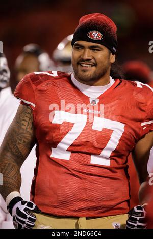 San Francisco, California, USA. 17th Oct, 2010. San Francisco 49ers guard Mike  Iupati #77 on the side line on Sunday, October 17, 2010 at Candlestick  Park, San Francisco, California. The 49ers defeated