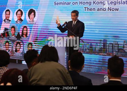 Seminar on Hong Kong Legislative Council Then and Now with former Chief Executive Leung Chung-yin, at Saxon Tower in Lai Chi Kok. 10FEB23 SCMP / Jonathan Wong Stock Photo