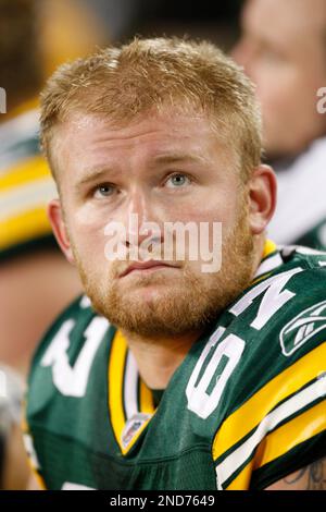 In this Sept. 2, 2010, photo, Green Bay Packers lineman Nick McDonald (67)  gets ready to block in front of quarterback Matt Flynn during a preseason  NFL football game against the Kansas