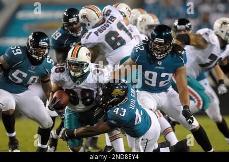 28 November 2010: Jacksonville Jaguars defensive end Austen Lane (92)  during the game where the New York Giants hosted the Jacksonville Jaguars  at the New Meadowlands Stadium in East Rutherford, NJ. The