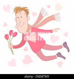 Young smiling man cartoon Stock Vector