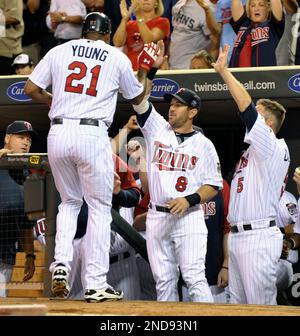 Minnesota Twins' Nick Punto during a baseball game against the Texas  Rangers, Thursday, Aug. 20, 2009 in Arlington, Texas. (AP Photo/Tony  Gutierrez Stock Photo - Alamy