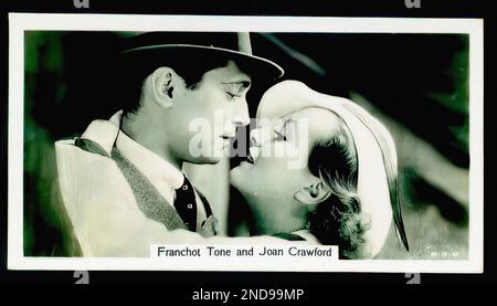 Portrait of Franchot Tone & Joan Crawford - Vintage Cigarette Card Stock Photo