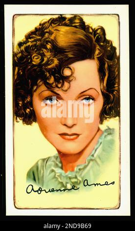 Portrait of actress  Adrienne Ames  - Vintage Cigarette Card 02 Stock Photo