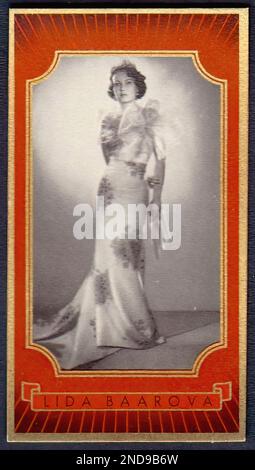 Portrait of Lida Baarova  - Vintage German Cigarette Card Stock Photo