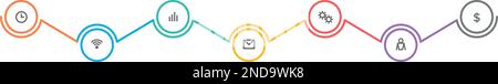 Business icons in infographic color line rings. Presentation template Stock Vector