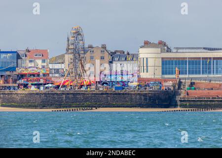 A view from a boat to the coastline at Bridlington UK Stock Photo