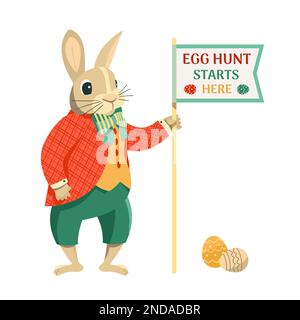 Cute Easter bunny design for Egg hunt decoration Stock Vector