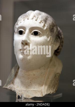 Mummy mask. Roman period (2nd century A.D.). Painter plaster. From Middle Egypt. Barracco Museum of Antique Sculpture. Rome. Italy. Stock Photo